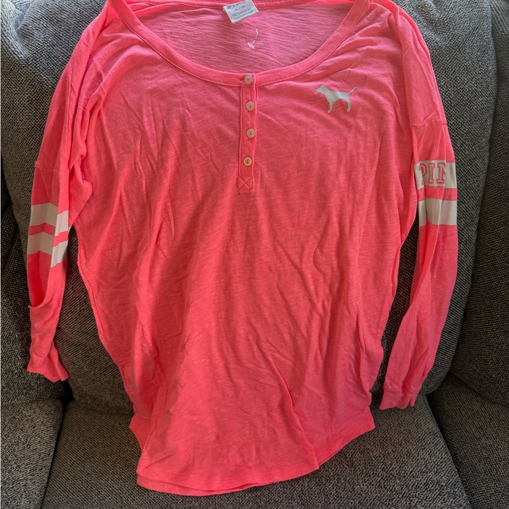 PINK Victoria's Secret Coral Long Sleeve Tee